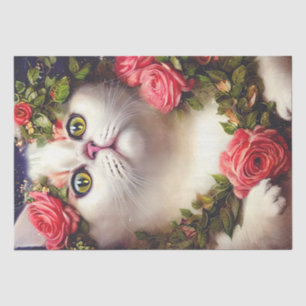 Mousseline Papier Tissu De Chat Floral vintage Pour Découpage
