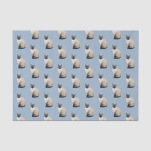 Mousseline Papier Tissu de chat Siamois bleu
