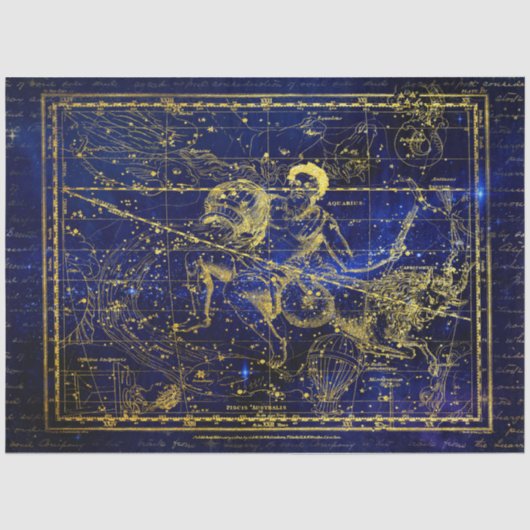 Mousseline papier tissu de constellation d'aquarius (Recto)