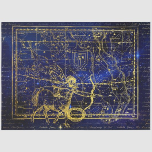 Mousseline papier tissu de constellation sagittaire (Recto)