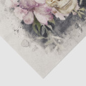 Mousseline Papier Tissu de décolpage d'aquarelle du crâne flo (Détail)