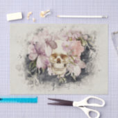 Mousseline Papier Tissu de décolpage d'aquarelle du crâne flo (Artisanat)