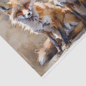 Mousseline Papier Tissu De Découpage À Trois Renards (Détail)