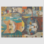 Mousseline Papier Tissu De Découpage Collage De Chat (Recto)