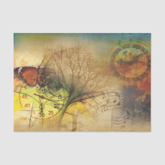 Mousseline Papier Tissu de découpage de l'horloge musicale (Recto)