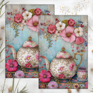 MOUSSELINE PAPIER TISSU DE DÉCOUPAGE FLORALE TEA TIME TISSUE