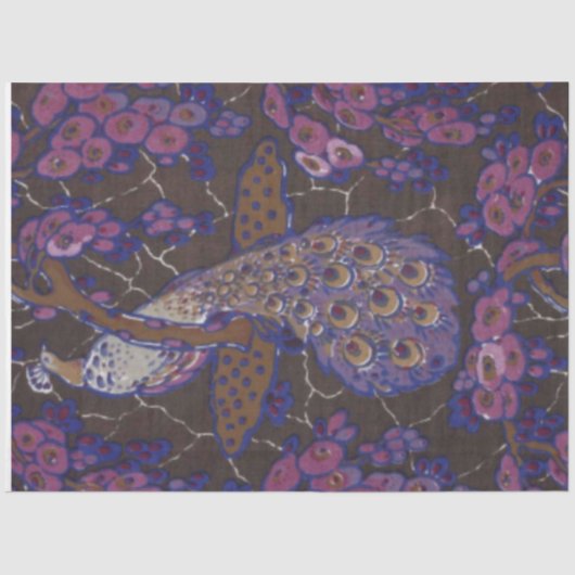 Mousseline Papier Tissu De Découpage Peacock Violet (Recto)