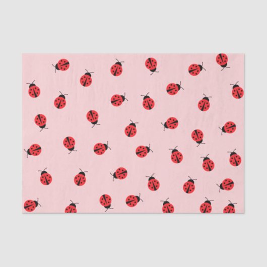 Mousseline Papier Tissu De Ladybug Rose (Recto)