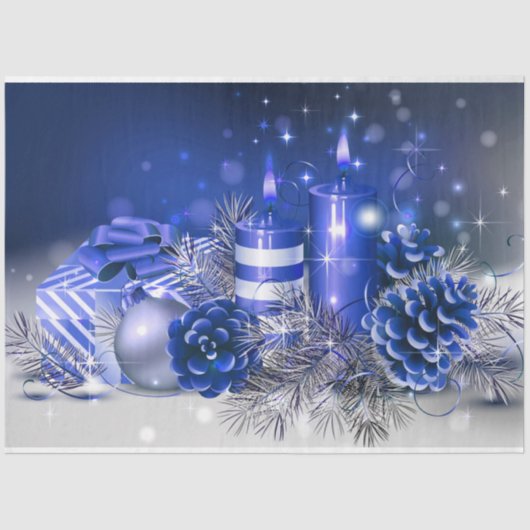 Mousseline Papier Tissu de Noël/Bougies (Recto)