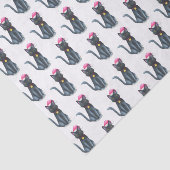Mousseline Papier Tissu de Noël de chat noir (Détail)