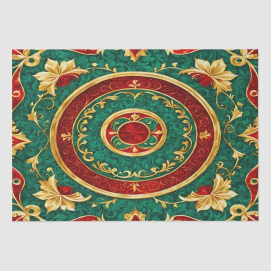 Mousseline Papier Tissu de Noël Floral (Recto)