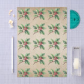 Mousseline Papier Tissu de Noël Holly Botanique (Artisanat)