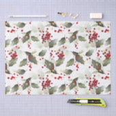 Mousseline Papier Tissu de Noël Holly Light Garland (Artisanat)