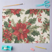 Mousseline Papier Tissu de Noël Holly & Red Berries (Artisanat)