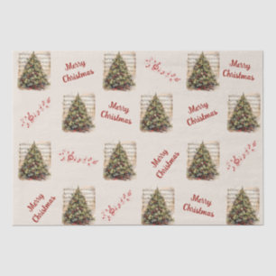 Mousseline Papier Tissu De Noël Musical vintage