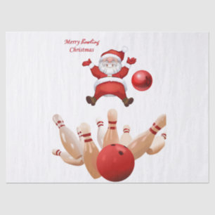Mousseline Papier Tissu de Noël, Père Noël Bowling