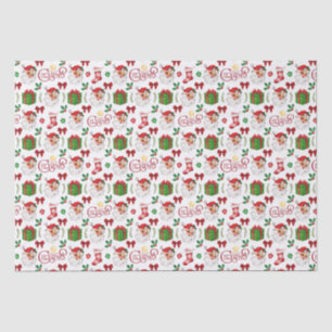 Mousseline Papier Tissu de Noël Retro Père Noël