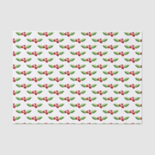 Mousseline Papier Tissu de Noël Rouge et Vert Holly