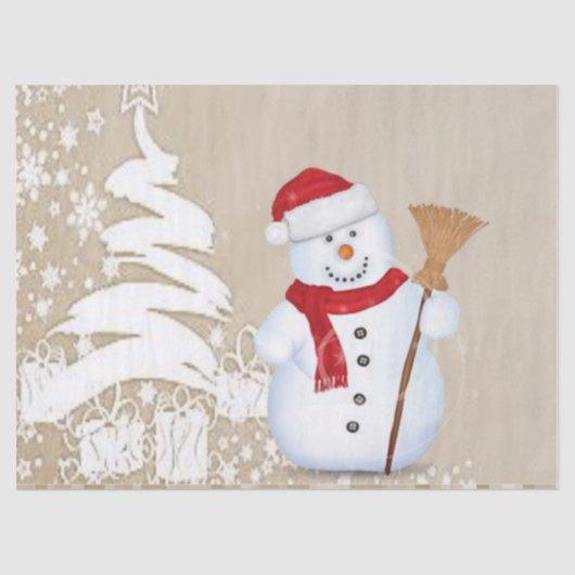 Mousseline Papier Tissu de Noël, Snowman (Recto)