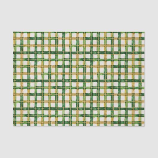 Mousseline Papier Tissu de Noël vert or (Recto)