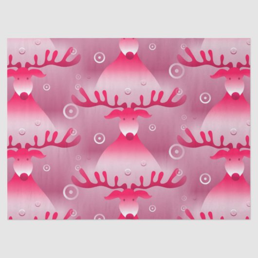 Mousseline papier tissu de rennes roses (Recto)