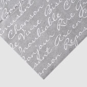 Mousseline Papier Tissu De Script De Langue Française (Gris) (Détail)