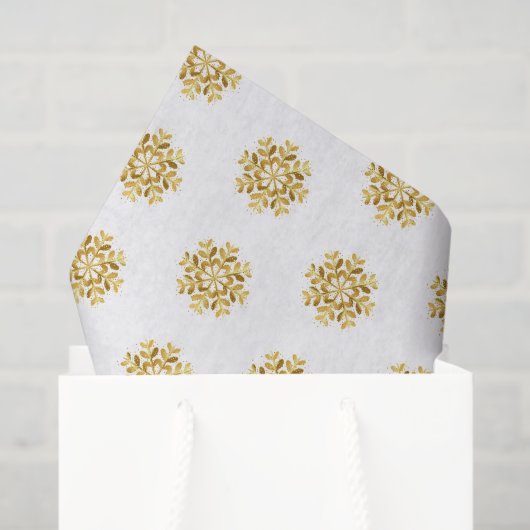 Mousseline Papier Tissu De Vacances - Fléchettes De Neige Or (Sac cadeau)