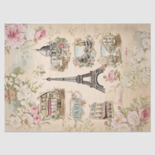 Mousseline Papier Tissu Découpage Paris vintage