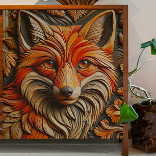 Mousseline Papier Tissu Découpage Renard en bois