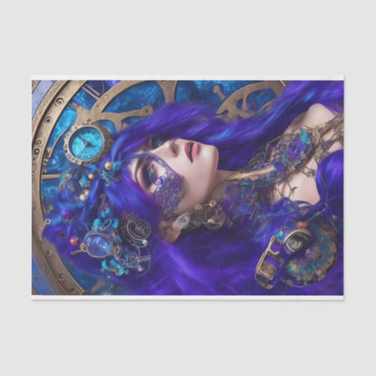 Mousseline Papier Tissu Découpage - Steampunk moderne (Recto)