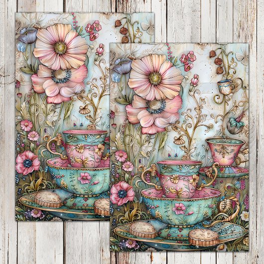MOUSSELINE PAPIER TISSU DECOUPAGE THÈME BOHO TEA