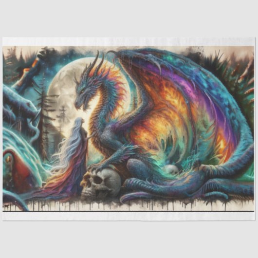 Mousseline Papier Tissu Dragon (Recto)