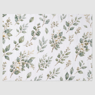 Mousseline Papier Tissu Élégant Botanique Eucalyptus