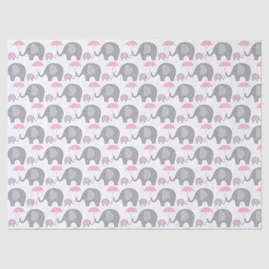 Mousseline Papier Tissu - Eléphants Mère & Bébé (Recto)