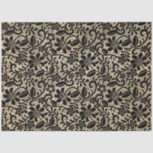 Mousseline Papier Tissu en dentelle noire vintage