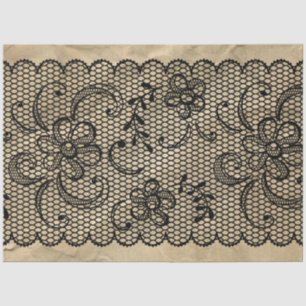Mousseline Papier Tissu en dentelle noire vintage