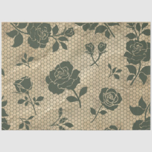 Mousseline Papier Tissu en dentelle noire vintage