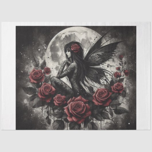 Mousseline Papier Tissu Fairy foncé (Recto)