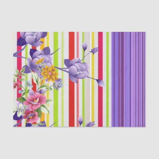 Mousseline Papier Tissu Fleur Purple Bande (Recto)