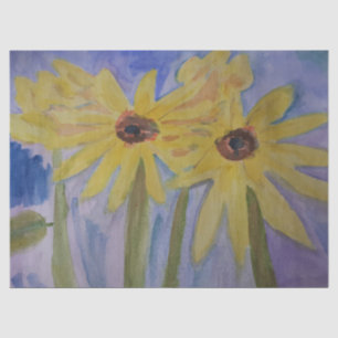 Mousseline Papier Tissu Fleurs de soleil jaunes