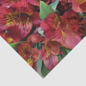 Mousseline Papier Tissu Fleurs Rouges (Détail)