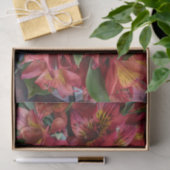 Mousseline Papier Tissu Fleurs Rouges (Cadeau)