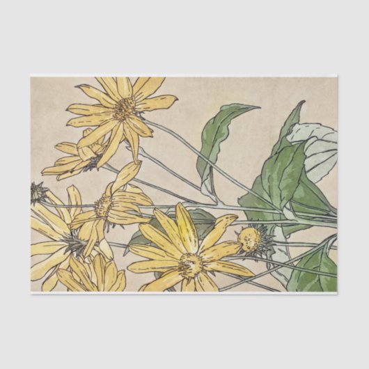 Mousseline Papier Tissu Fleurs vintages (Recto)