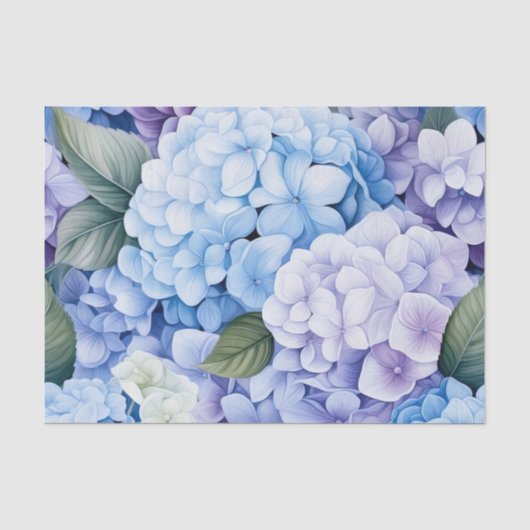 Mousseline Papier Tissu Floral Hydrangée (Recto)