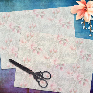 Mousseline Papier Tissu Floral Magnolia Willow