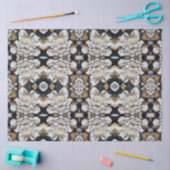 Mousseline Papier Tissu Floral Noir Blanc & Or (Artisanat)