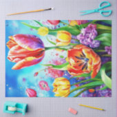 Mousseline Papier Tissu Floral Ressort (Artisanat)