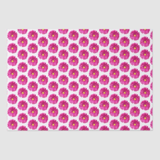 Mousseline Papier Tissu Floral Rose Chaud (Recto)
