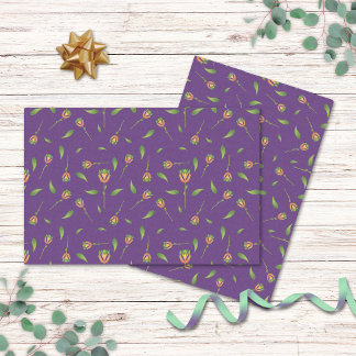 Mousseline Papier Tissu Floral Violet vintage