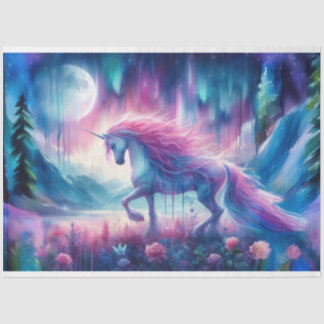 Mousseline Papier Tissu Forêt Unicorne